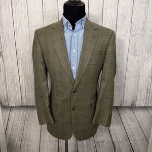 Jos. A. Bank 40R Brown Check Silk & Wool 2-Button Single-Vent Sports Coat